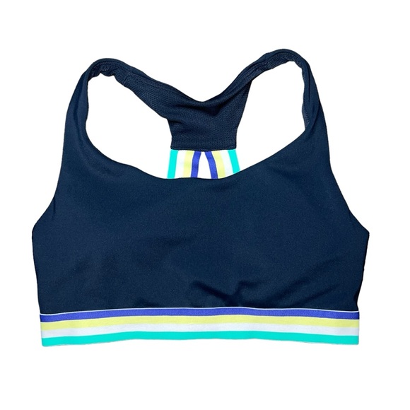 Athleta Womens Contender Racerback Striped‎ Sports Bra Small - Picture 1 of 4